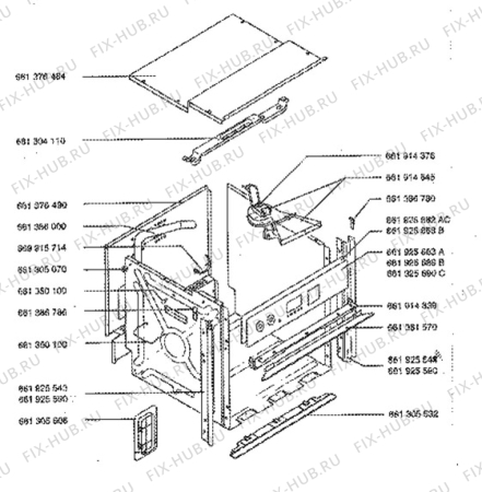 Взрыв-схема плиты (духовки) Aeg 5311B-B - Схема узла H10 Outer Frame